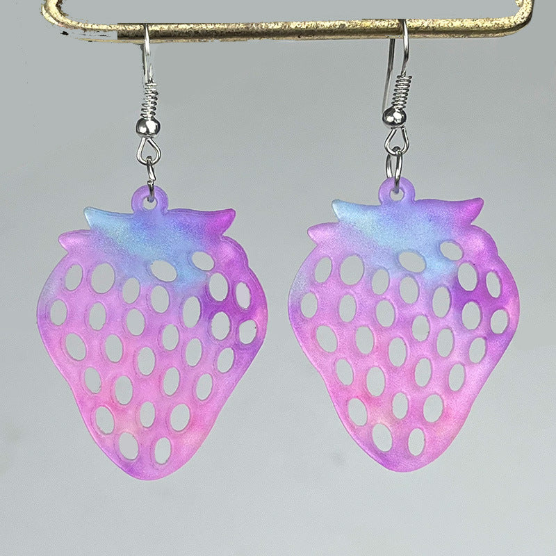 Wholesale 2 pairs/pack Valentine's Day Pink Smudge Flower Flamingo Strawberry Hollow Earrings
